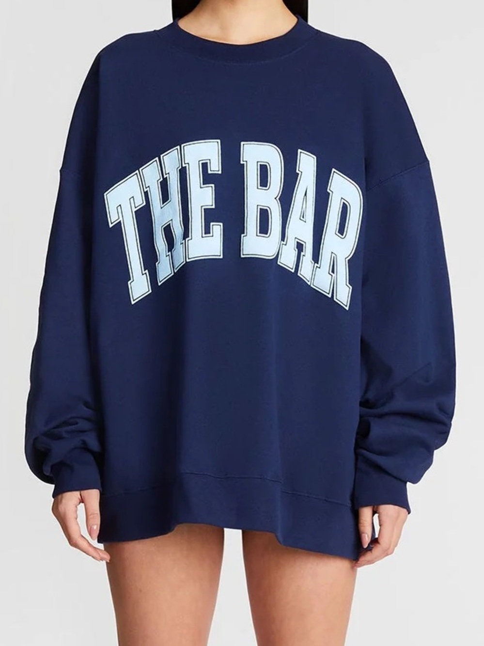 NWT THE BAR XXXL 3XL Oversized Crewneck Sweatshirt Navy Blue Baby Blue Sweater